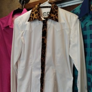 CR Ranchwear Western Pro Wild About Leopard White - XS - Like New